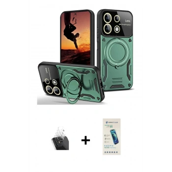 MARSİLYAN™- Redmi 13 4G Kılıf Kıvılcım Modern Serisi - Şeffaf Pasifik Cam Ekran Koruyucu + Kamera Lens Koruma Cam - SF