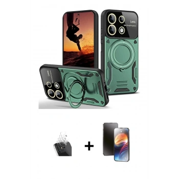 MARSİLYAN™- Redmi 13 4G Kılıf Kıvılcım Modern Serisi - Siyah 3D Antistatik Mat Seramik Nano Ekran Koruyucu + Kamera Lens Koruma Cam - SF