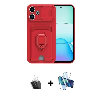 MARSİLYAN™- Redmi 13 4G Kılıf Vadi Form Prime - Siyah 3D Antistatik Cam Ekran Koruyucu + Kamera Lens Koruma Cam - SF