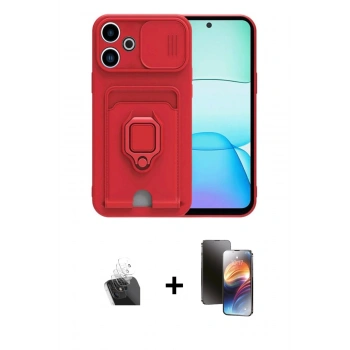 MARSİLYAN™- Redmi 13 4G Kılıf Vadi Form Prime - Siyah 3D Antistatik Mat Seramik Nano Ekran Koruyucu + Kamera Lens Koruma Cam - SF