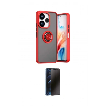 MARSİLYAN™- Redmi 13 4G Kılıf Yörünge Çizgi - Siyah 3D Antistatik Hayalet Cam Ekran Koruyucu