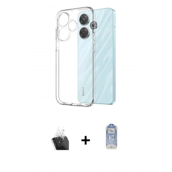 MARSİLYAN™- Redmi 13 4G Kılıf Zirve Doku - Siyah Joko Magic 5D Cam + Kamera Lens Koruma Cam - SF