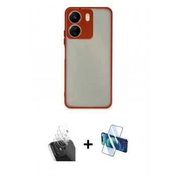 MARSİLYAN™- Redmi 13C Kılıf Ahenk Çizgi Serisi - Siyah 3D Antistatik Seramik Nano Ekran Koruyucu + Kamera Lens Koruma Cam - SF