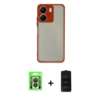 MARSİLYAN™- Redmi 13C Kılıf Ahenk Çizgi Serisi - Siyah 6D Antistatik Mat Seramik Hayalet Nano Ekran Koruyucu + Raze Metal Kamera Lens - SH