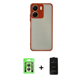 MARSİLYAN™- Redmi 13C Kılıf Ahenk Çizgi Serisi - Siyah 6D Antistatik Mat Seramik Hayalet Nano Ekran Koruyucu + Raze Metal Kamera Lens - GS