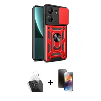MARSİLYAN™- Redmi 13C Kılıf Ahenk Klasik - Siyah 3D Antistatik Mat Seramik Nano Ekran Koruyucu + Kamera Lens Koruma Cam - SF