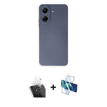 MARSİLYAN™- Redmi 13C Kılıf Ahenk Serisi - Siyah 3D Antistatik Seramik Nano Ekran Koruyucu + Kamera Lens Koruma Cam - SF