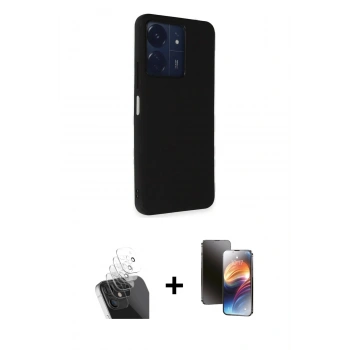 MARSİLYAN™- Redmi 13C Kılıf Akış Asil Koleksiyonu - Siyah 3D Antistatik Mat Seramik Nano Ekran Koruyucu + Kamera Lens Koruma Cam - SF