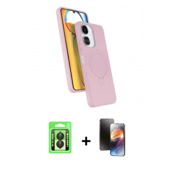 MARSİLYAN™- Redmi 13C Kılıf İz Işık Koleksiyonu - Siyah 3D Antistatik Mat Seramik Nano Ekran Koruyucu + Raze Metal Kamera Lens - SH