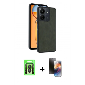 MARSİLYAN™- Redmi 13C Kılıf Kıvılcım Işık Serisi - Siyah 3D Antistatik Mat Seramik Nano Ekran Koruyucu + Raze Metal Kamera Lens - SH