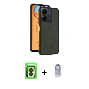 MARSİLYAN™- Redmi 13C Kılıf Kıvılcım Işık Serisi - Siyah Joko Magic 5D Cam + Raze Metal Kamera Lens - SH