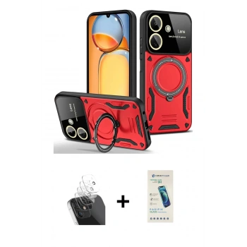 MARSİLYAN™- Redmi 13C Kılıf Kıvılcım Modern Serisi - Şeffaf Pasifik Cam Ekran Koruyucu + Kamera Lens Koruma Cam - SF