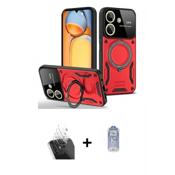 MARSİLYAN™- Redmi 13C Kılıf Kıvılcım Modern Serisi - Siyah Joko Magic 5D Cam + Kamera Lens Koruma Cam - SF