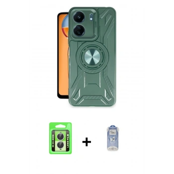 MARSİLYAN™- Redmi 13C Kılıf Nova Yansıma Prime - Siyah Joko Magic 5D Cam + Raze Metal Kamera Lens - GS