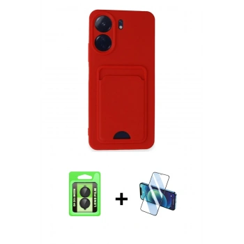 MARSİLYAN™- Redmi 13C Kılıf Vadi Çizgi Prime - Siyah 3D Antistatik Seramik Nano Ekran Koruyucu + Raze Metal Kamera Lens - SH