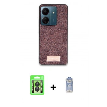 MARSİLYAN™- Redmi 13C Kılıf Vadi Klasik Serisi - Siyah Joko Magic 5D Cam + Raze Metal Kamera Lens - SH