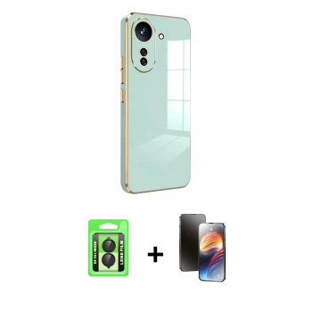 MARSİLYAN™- Redmi 13C Kılıf Yankı Serisi - Siyah 3D Antistatik Mat Seramik Nano Ekran Koruyucu + Raze Metal Kamera Lens - SH