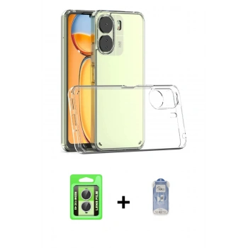 MARSİLYAN™- Redmi 13C Kılıf Zirve Doku - Siyah Joko Magic 5D Cam + Raze Metal Kamera Lens - GS
