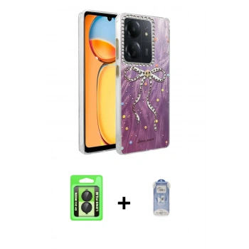 MARSİLYAN™- Redmi 13C Kılıf Zirve Modern Prime - Siyah Joko Magic 5D Cam + Raze Metal Kamera Lens - SH