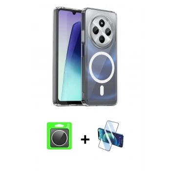 MARSİLYAN™- Redmi 14C Kılıf Ahenk Minimal Serisi - Siyah 3D Antistatik Seramik Nano Ekran Koruyucu + Raze Metal Kamera Lens - GS
