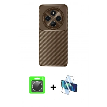 MARSİLYAN™- Redmi 14C Kılıf Eksen Form Prime - Siyah 3D Antistatik Seramik Nano Ekran Koruyucu + Raze Metal Kamera Lens - GS