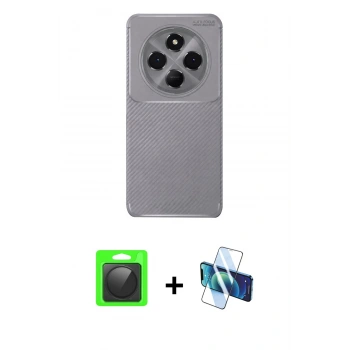 MARSİLYAN™- Redmi 14C Kılıf Eksen Form Prime - Siyah 3D Antistatik Seramik Nano Ekran Koruyucu + Raze Metal Kamera Lens - SH