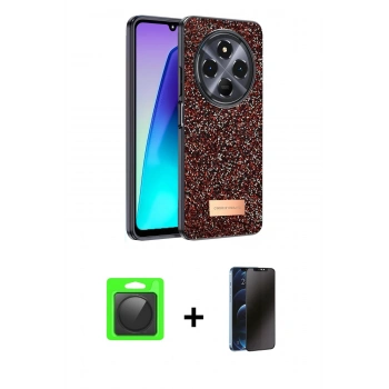 MARSİLYAN™- Redmi 14C Kılıf Vadi Klasik Serisi - Siyah 3D Antistatik Hayalet Cam Ekran Koruyucu + Raze Metal Kamera Lens - SH