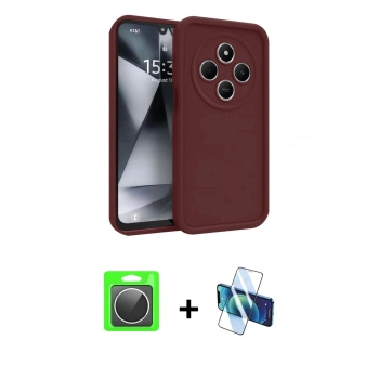 MARSİLYAN™- Redmi 14C Kılıf Yankı Yansıma Özel Seri - Siyah 3D Antistatik Seramik Nano Ekran Koruyucu + Raze Metal Kamera Lens - GS