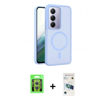 MARSİLYAN™- Redmi 15 4G Kılıf Siluet Minimal Prime - Siyah 3D Antistatik Cam Ekran Koruyucu + Raze Metal Kamera Lens - GS