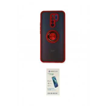 MARSİLYAN™- Redmi 9 Kılıf Yörünge Çizgi - Şeffaf Pasifik Cam Ekran Koruyucu