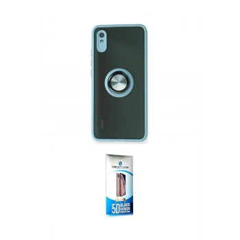 MARSİLYAN™- Redmi 9A Kılıf Yörünge Çizgi - Siyah 5D Eko Cam Ekran Koruyucu