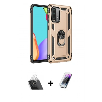 MARSİLYAN™- Redmi 9T Kılıf Ahenk Klasik Koleksiyonu - Şeffaf Pasifik Cam Ekran Koruyucu + Kamera Lens Koruma Cam - SF