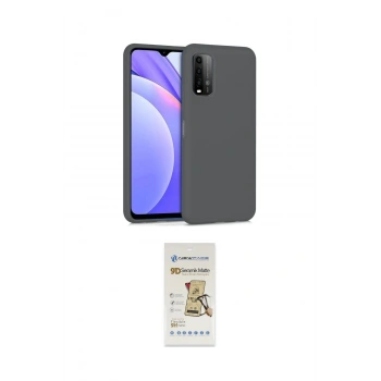 MARSİLYAN™- Redmi 9T Kılıf Ahenk Serisi - Siyah Mat Seramik Nano Ekran Koruyucu