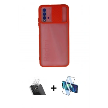 MARSİLYAN™- Redmi 9T Kılıf Vadi Çizgi - Siyah 3D Antistatik Seramik Nano Ekran Koruyucu + Kamera Lens Koruma Cam - SF