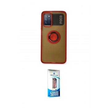 MARSİLYAN™- Redmi 9T Kılıf Yörünge Çizgi - Siyah 5D Eko Cam Ekran Koruyucu