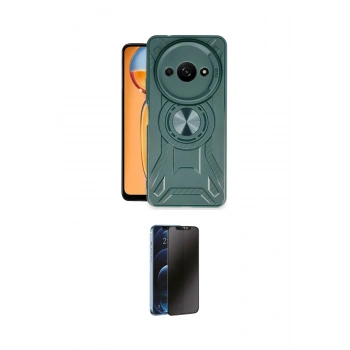 MARSİLYAN™- Redmi A3 4G Kılıf Nova Yansıma Prime - Siyah 3D Antistatik Hayalet Cam Ekran Koruyucu