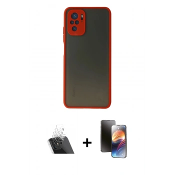 MARSİLYAN™- Redmi Note 10 Kılıf Ahenk Çizgi Serisi - Siyah 3D Antistatik Mat Seramik Nano Ekran Koruyucu + Kamera Lens Koruma Cam - SF