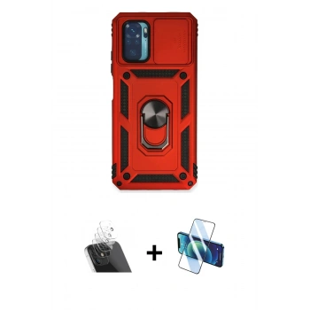 MARSİLYAN™- Redmi Note 10 Kılıf Ahenk Klasik - Siyah 3D Antistatik Cam Ekran Koruyucu + Kamera Lens Koruma Cam - SF