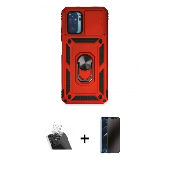 MARSİLYAN™- Redmi Note 10 Kılıf Ahenk Klasik - Siyah 3D Antistatik Hayalet Cam Ekran Koruyucu + Kamera Lens Koruma Cam - SF