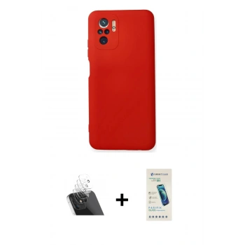 MARSİLYAN™- Redmi Note 10 Kılıf Ahenk Serisi - Şeffaf Pasifik Cam Ekran Koruyucu + Kamera Lens Koruma Cam - SF