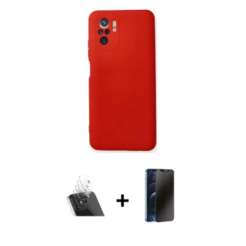 MARSİLYAN™- Redmi Note 10 Kılıf Ahenk Serisi - Siyah 3D Antistatik Hayalet Cam Ekran Koruyucu + Kamera Lens Koruma Cam - SF