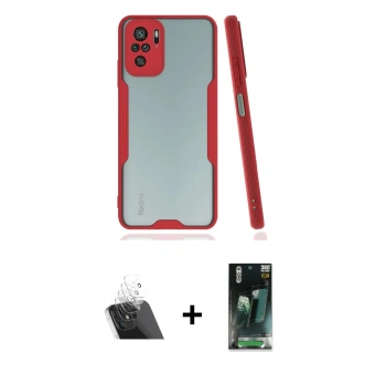 MARSİLYAN™- Redmi Note 10 Kılıf Atlas Asil Serisi - Şeffaf 360 Full Body Arka Koruyucu + Kamera Lens Koruma Cam - SF