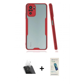 MARSİLYAN™- Redmi Note 10 Kılıf Atlas Asil Serisi - Şeffaf Pasifik Cam Ekran Koruyucu + Kamera Lens Koruma Cam - SF