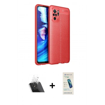 MARSİLYAN™- Redmi Note 10 Kılıf Doruk Klasik Özel Seri - Şeffaf Pasifik Cam Ekran Koruyucu + Kamera Lens Koruma Cam - SF