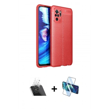 MARSİLYAN™- Redmi Note 10 Kılıf Doruk Klasik Özel Seri - Siyah 3D Antistatik Seramik Nano Ekran Koruyucu + Kamera Lens Koruma Cam - SF
