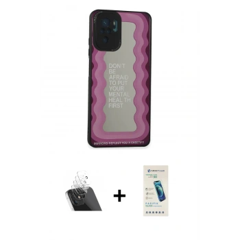 MARSİLYAN™- Redmi Note 10 Kılıf Odak Klasik Serisi - Şeffaf Pasifik Cam Ekran Koruyucu + Kamera Lens Koruma Cam - SF