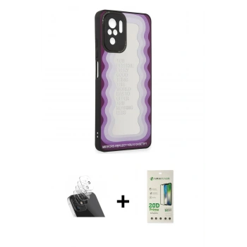 MARSİLYAN™- Redmi Note 10 Kılıf Odak Klasik Serisi - Siyah 20D Premium Cam Ekran Koruyucu + Kamera Lens Koruma Cam - SF