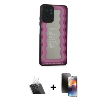 MARSİLYAN™- Redmi Note 10 Kılıf Odak Klasik Serisi - Siyah 3D Antistatik Mat Seramik Nano Ekran Koruyucu + Kamera Lens Koruma Cam - SF