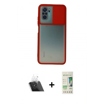 MARSİLYAN™- Redmi Note 10 Kılıf Vadi Çizgi - Siyah 20D Premium Cam Ekran Koruyucu + Kamera Lens Koruma Cam - SF