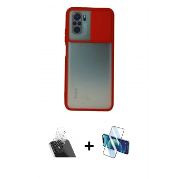 MARSİLYAN™- Redmi Note 10 Kılıf Vadi Çizgi - Siyah 3D Antistatik Cam Ekran Koruyucu + Kamera Lens Koruma Cam - SF